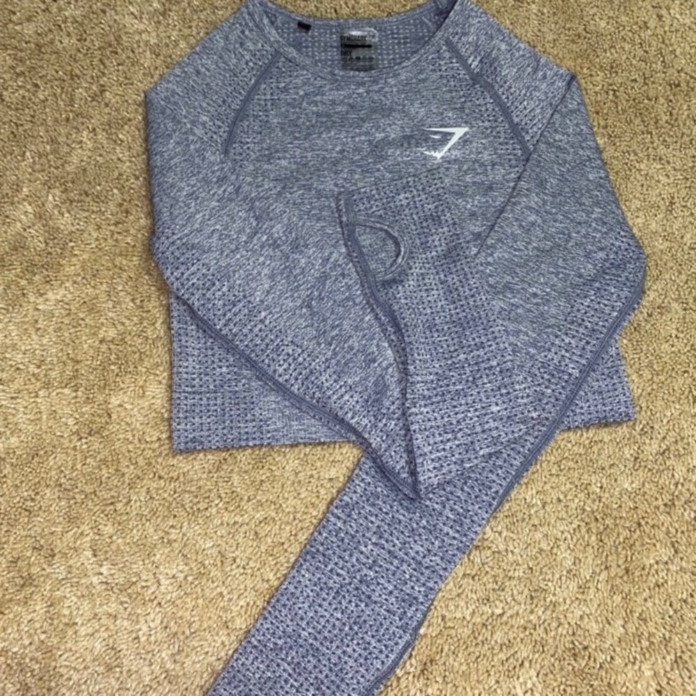 Gymshark steel blue marl vital seamless crop top